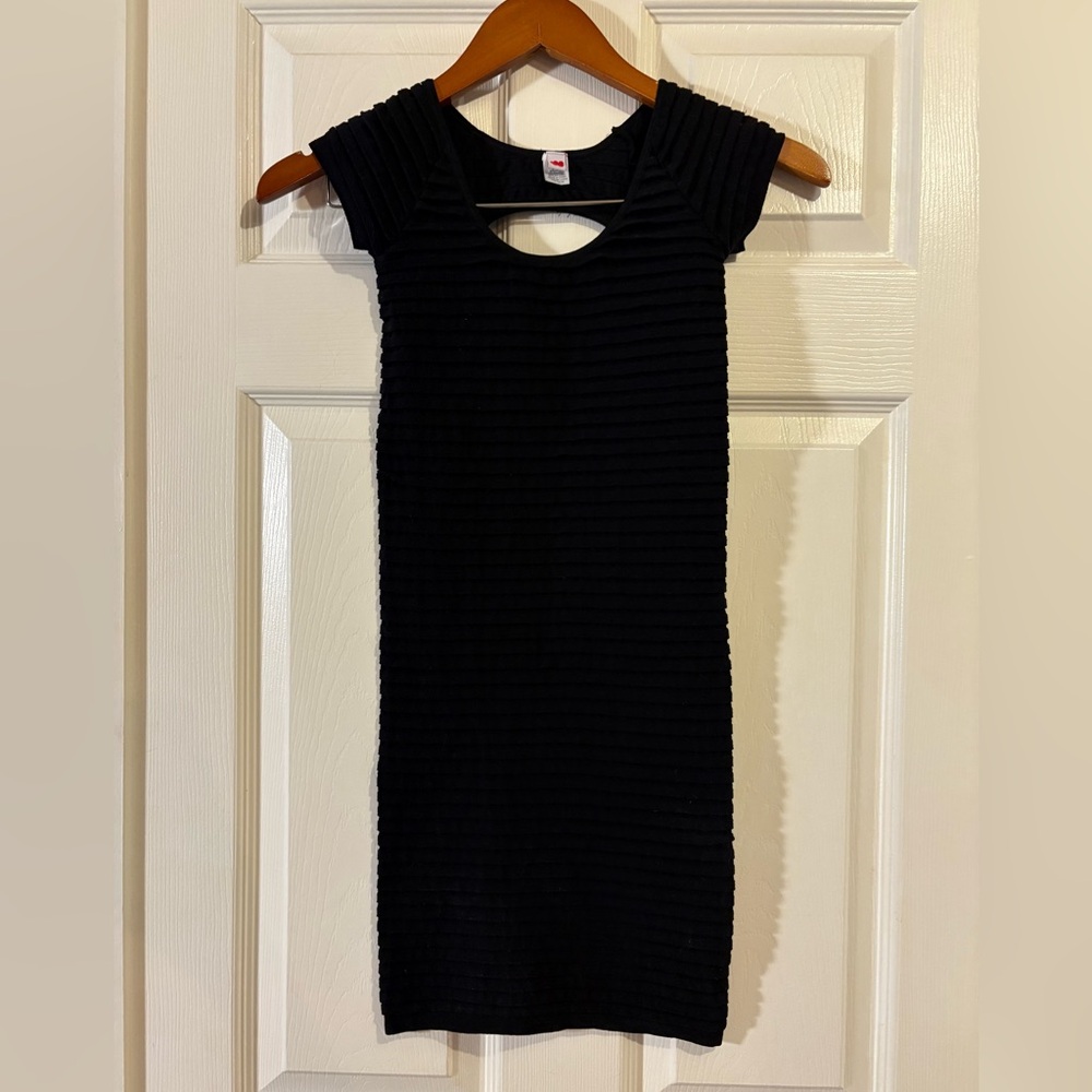 Y2K Style Bodycon Black Ribbed Mini Dress - Picture 2 of 6